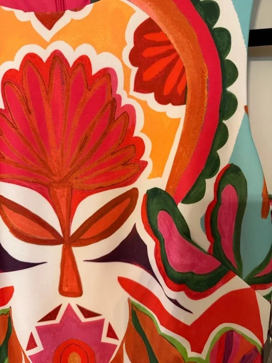 Vince Camuto Pink and Turquoise Floral Print Sleeveless Mini Dress - Picture 2 of 6